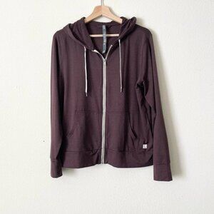 Vuori LARGE Women's Halo Performance Hoodie 2.0 in Mahogany Heather brown